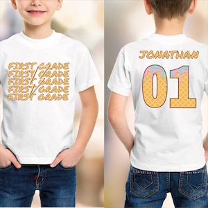 Custom Boys Drip Back to School Shirt, Personalized Kid Name Tee,Kindergarten,First Grade Shirt,Second Third Fourth,1st Day of School Outfit
