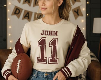 Custom Name and Number Shirt, Personalized Game Day Football Tee, Custom College Sport Team Number TShirt