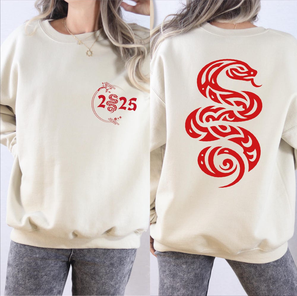 Chinese New Year Snake 2Sd Sweatshirt, 2025 Lunar New Year Hoodie, Lantern Festival Sweatshirt,Lunar Spring Festival, Year Of The Snake Livingmall