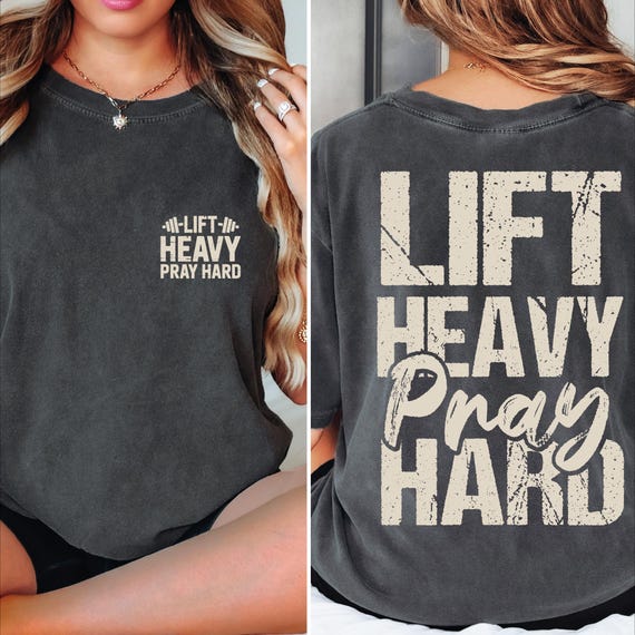 Lift Heavy Pray Hard Shirt, Motivational Fitness Tee, Christian Workout Gym Gift