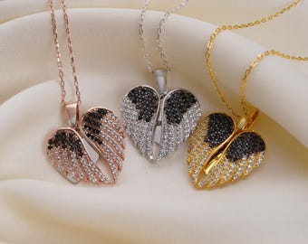 Memorial Wing Necklace: Angel Wing Necklace with Name, Memorial Heart Necklace, Personalized Angel Wings Necklace, baby loss necklace