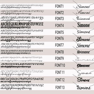 a collection of various font styles and names, including the names of individuals, such as Simone. The fonts are displayed in different sizes and orientations, showcasing a range of styles and variations. The image does not contain any text that is less than 500 characters, and it does not include any phrases that begin with "The" or "The image" or "The picture".