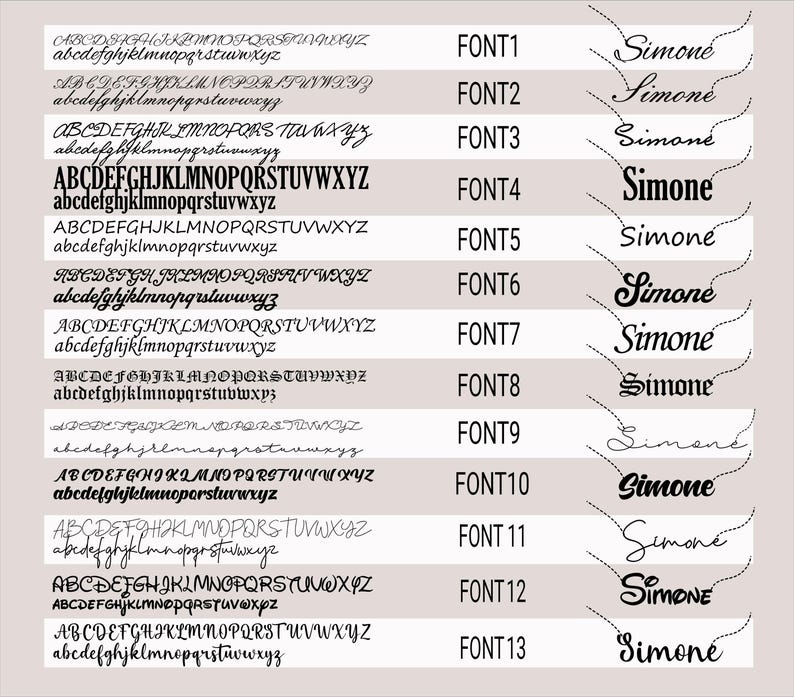 a collection of various font styles and names, including the names of individuals, such as Simone. The fonts are displayed in different sizes and orientations, showcasing a range of styles and variations. The image does not contain any text that is less than 500 characters, and it does not include any phrases that begin with "The" or "The image" or "The picture".