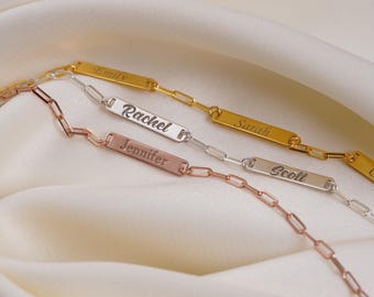 Personalized Kids Names Necklace for Mom: Custom Paperclip Chain, Mama Nameplate Pendant, Mother's Day Jewelry Gift, Family Members Necklace