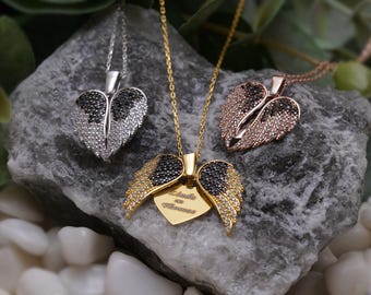 Angel Wings Necklace with Engraved Name: Personalized Angel Necklace, Memorial Wing Necklace, Custom Grieving Gift, Remembrance necklace