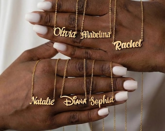 Custom Name Necklace: Gold Name Necklace, Personalized Name Necklace, Custom Jewelry, Christmas Necklace gift, Mom Necklace Gift