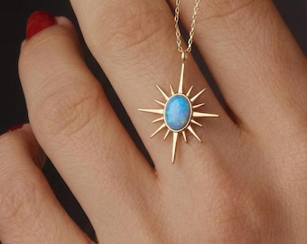 Pole Star Necklace: North Star Necklace with Opal Stone, Nature Lover Necklace, North Star Pendant, Pole Star Pendant, Celestial Jewelry