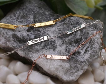 Personalized Kids Names Necklace for Mom: Custom Paperclip Chain, Mama Nameplate Pendant, Mother's Day Jewelry Gift, Family Members Necklace