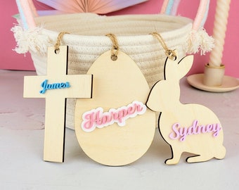 Custom Personalized Baltic Birch Wooden Easter Basket Tags