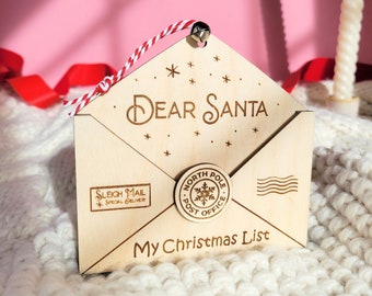 Personalized Letter to Santa Christmas Wishlist Wooden Ornament