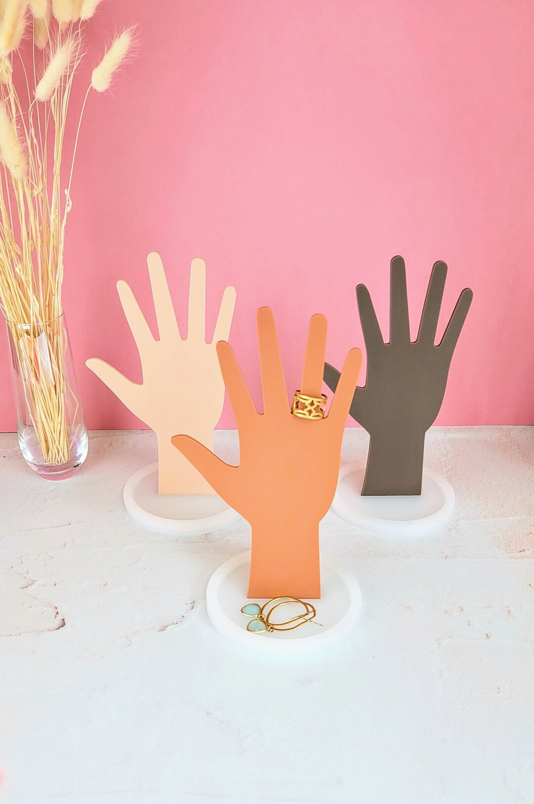 Modern Acrylic Hand Jewelry Ring Bracelet Dish Display Etsy