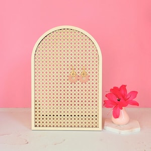 Extra Large Faux Rattan Caning Boho Arch Earring Display Stand