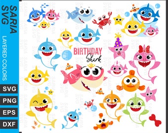 birthday clipart Shark,Shark Girl,svg,eps,dxf,Cut Files,Digital File birthday family svg Baby Shark Girl SVG,layered Shark Family svg