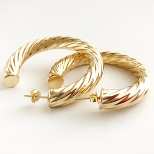 Emma twisted stud earrings. 18K Gold Filled Open Hoop Earrings