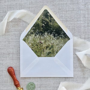 Fine Art Umschlag Liner DIGITAL Vorlage, Hochzeitseinladung Download, DIY A7 Umschlag Liner, Vintage rustikale Feld Landschaftsmalerei