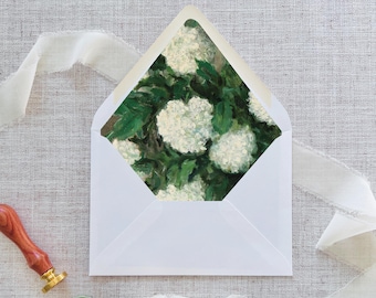 Fine Art Envelope Liner DIGITAL Template, Wedding Invitation Download, DIY A7 Envelope Liner, Vintage Hydrangea Summer Fine Art Painting