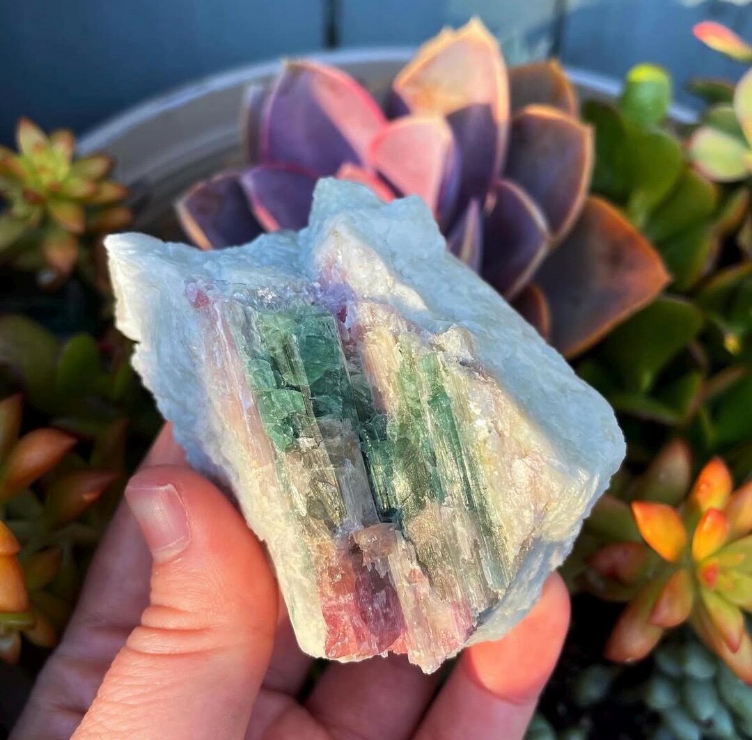 Watermelon Matrix Watermelon Tourmaline on Matrix - Etsy
