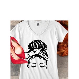 Mama Bun graphic tee Messy Bun graphic vinyl print t-shirt