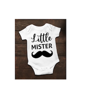 Little Mister Moustache vinyl Print baby onesie