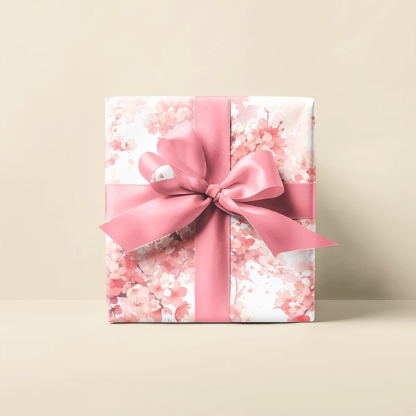 Japanese cherry blossom Gift wrapping paper, holiday gift wrapping paper, romantic pink luxury wrapping paper