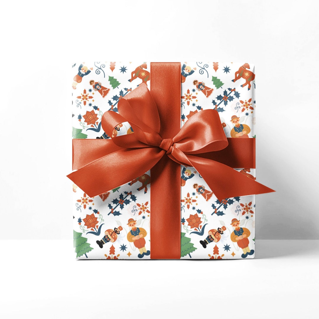 Nutcracker Traditional Christmas Wrapper Paper Roll, Holiday Wrapping