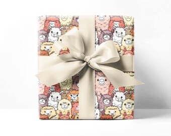 Divertente carta da regalo in alpaca, rotolo di carta da regalo, carta da regalo per le vacanze, baby shower, fogli di carta da regalo per rivelare il genere