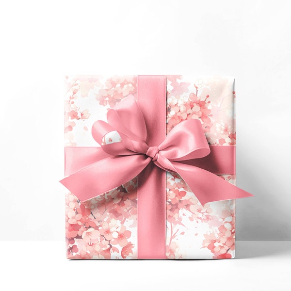 Japanse kersenbloesem Cadeaupapier, vakantiecadeaupapier, romantisch roze luxe inpakpapier