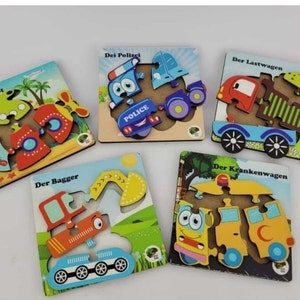 Wooden Mini 5-piece Vehicle Puzzle Set