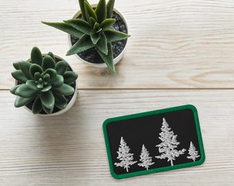 Green Multiple Pine Tree Embroidered Patches