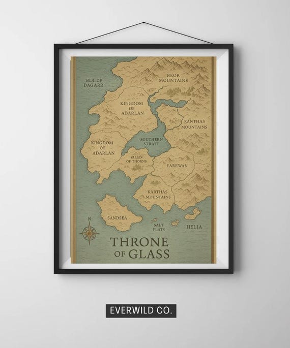 Throne of Glass Map Print | Erilea Fantasy World Art (Digital Download)