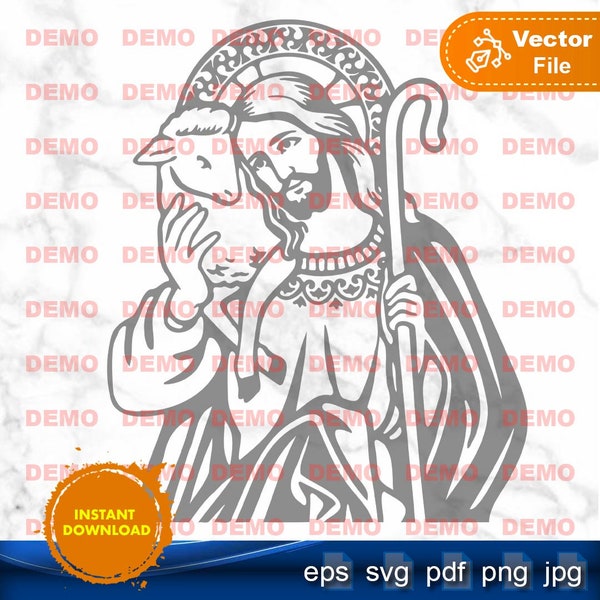 Jesus the Good Shepherd SVG PNG Religious Vector Images, cut file, cricut, silhouette