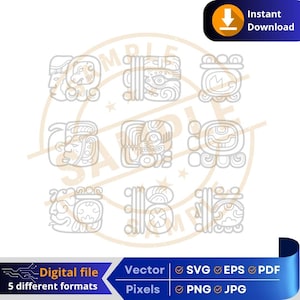 Mayan Symbols svg cultures through history vector image, ideal for cut file, shirt cricut, laser engraver, silhouette, screen printing