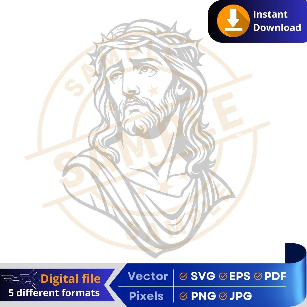 Christ With Crown of Thorns SVG | Religious Digital Download