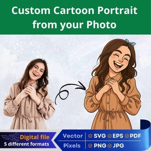 Personalized Vector Cartoon Portrait – Custom Digital Art from Your Photo, SVG & Printable Files | Custom Digital Art from Your Photo