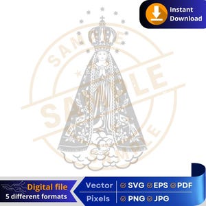 Onze Lieve Vrouw van Aparecida SVG | Onze Lieve Vrouw van Aparecida | Religieuze digitale download | Handwerk & Afdrukken Cricut Gravure Laser DTF