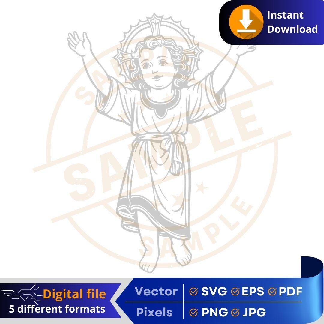 Divine Child of Jesus Religious Digital Download Divino niño de Jesus  Crafts Printing Cricut Engraving Laser DTF México