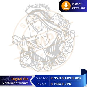 Saint Rita of Cascia SVG | Patron Saint of Music | Religious Digital Download | Rita Cascia | Crafts & Printing Cricut Engraving Laser DTF