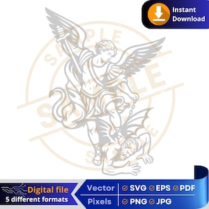 Erzengel Michael SVG | Religiöser digitaler Download | Erzengel Michael | Basteln & Drucken Cricut Gravur Laser DTF | Engel