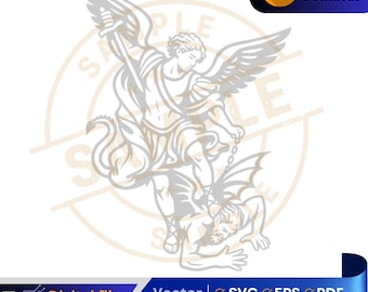 大天使ミカエル SVG | 宗教デジタルダウンロード | 大天使ミカエル | 工芸品と印刷 Cricut 彫刻 レーザー DTF | 天使