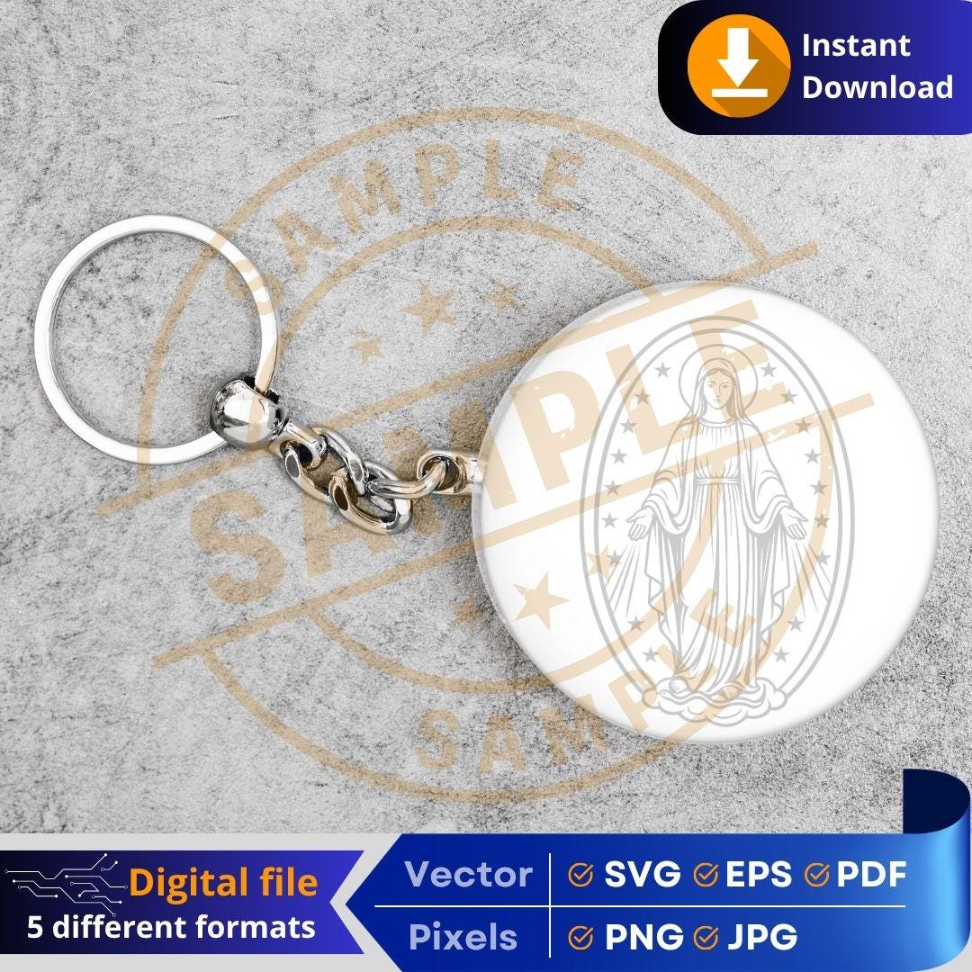Our Lady of the Miraculous Medal SVG, Virgin Mary Digital Art, Catholic ...