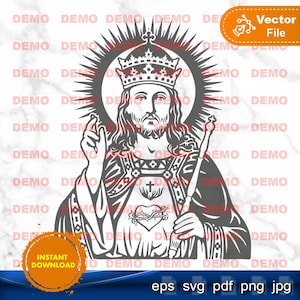 Cristo Rey SVG Imágenes Religiosas Vectoriales for plotter, sandblasting, engraving cut file, cricut, silhouette catholic
