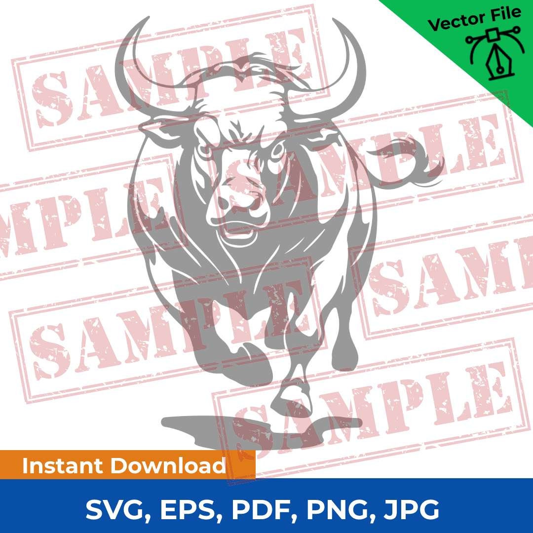 Bull Running, Capture the Majesty of a Bull's Power With This Digital ...