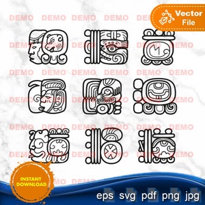 Mayan Symbols svg cultures through history vector image, ideal for cut file, shirt cricut, laser engraver, silhouette, screen printing