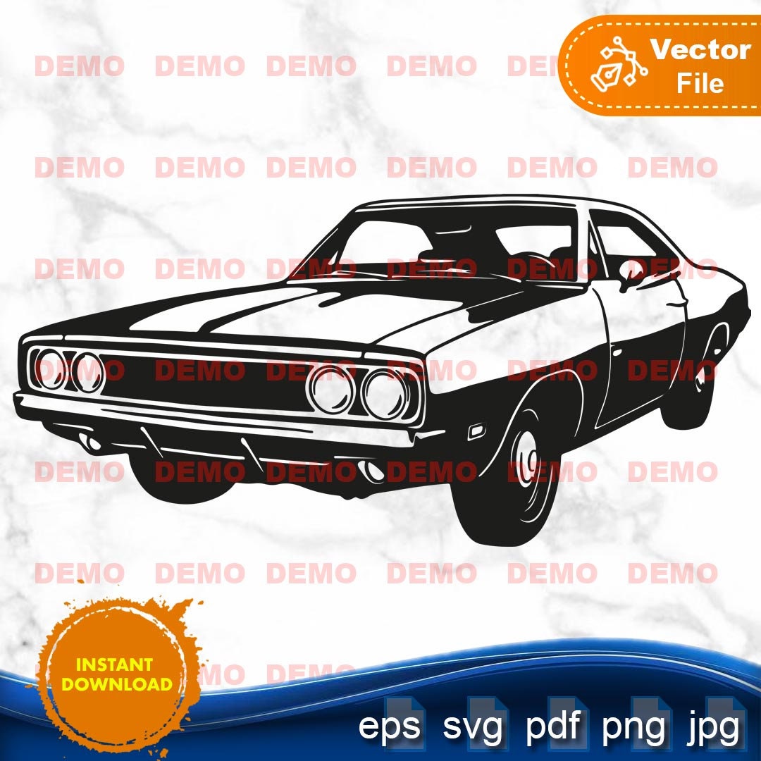 1969 Dodge chargeur voiture svg images vectorielles fichier Etsy France