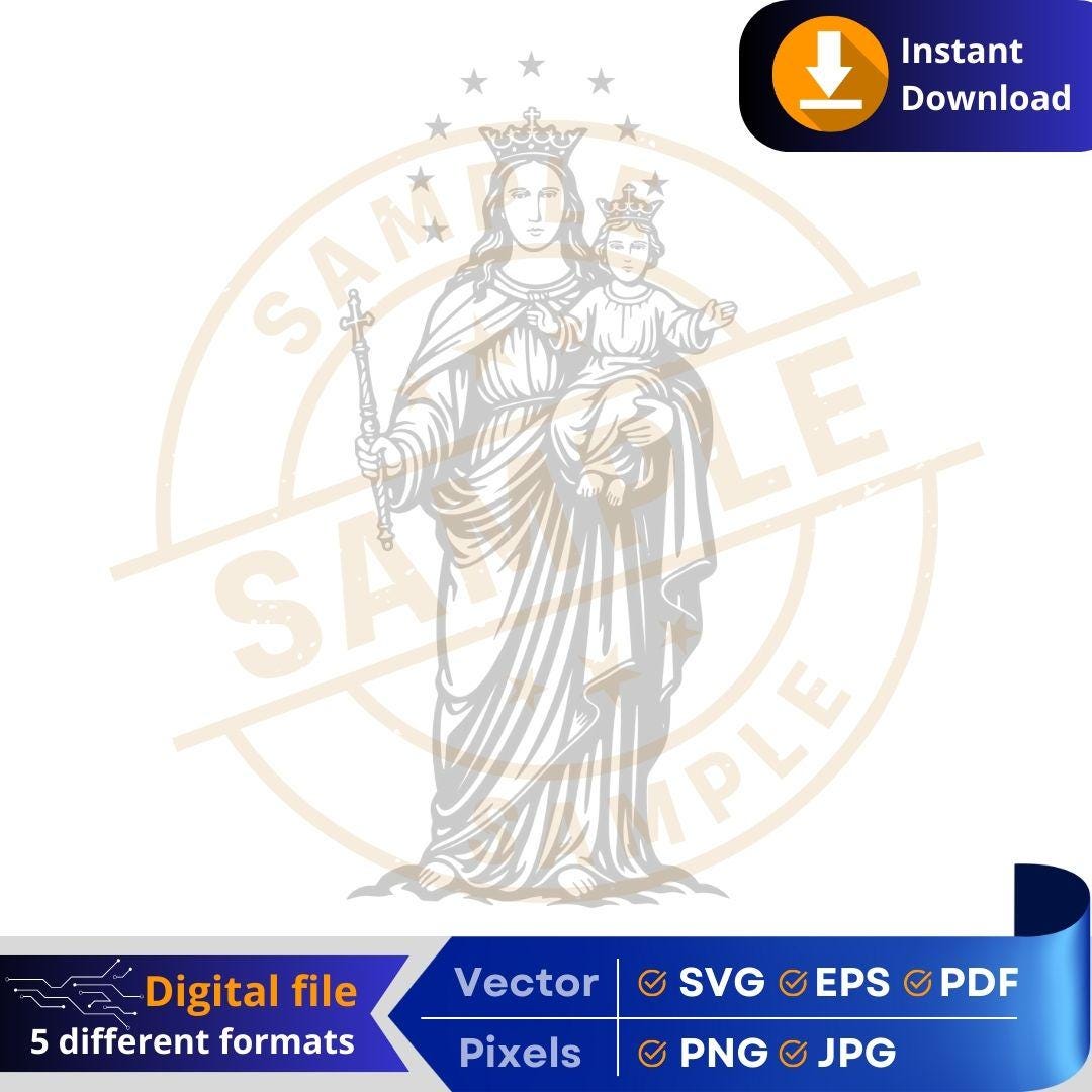 Virgin Mary Mother Help of Christians SVG | Religious Digital Download ...