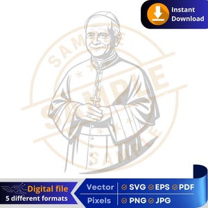 Papa Leão XIV Robert Prevost SVG | Download digital religioso | Papa Leon | Artesanato e impressão Cricut Gravação Laser DTF