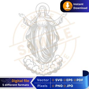 Vergine Maria Assunta | Download digitale religioso | Vergine Maria Assunta | Artigianato e stampa Cricut Incisione Laser DTF