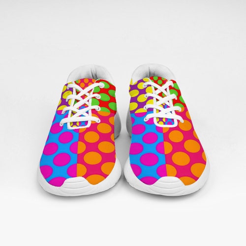 Unisex mid top Ultra-light Breathable Trainers/Sneakers - “Dot Pop Art”.  Air mesh deals fabricCustom Shoes Unisex Ultra-light Breathable Sneakers