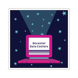 DECENTER DATA CENTERS Retro Roze Laptop Sticker 2 x 2 inch | Y2K Futurisme Esthetiek
