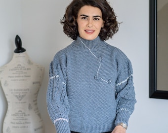 BOHO CROCHET PATTERN | Cute Sweater Pattern | Pdf Crochet Pattern | Cuff Sleeves Pattern | Easy Crochet Cozy Piece Warm Sweater Pattern